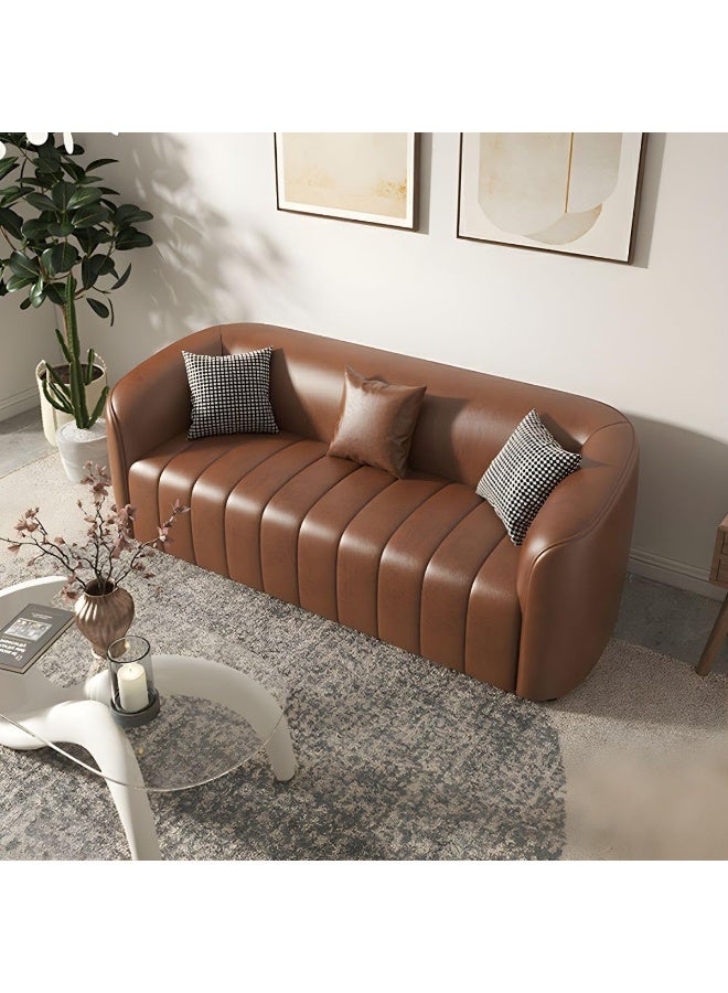 Poppins Home Contemporary Three-Seater Sofa with Tuxedo-Style Design and Sleek Faux Leather Upholstery  - Image 1