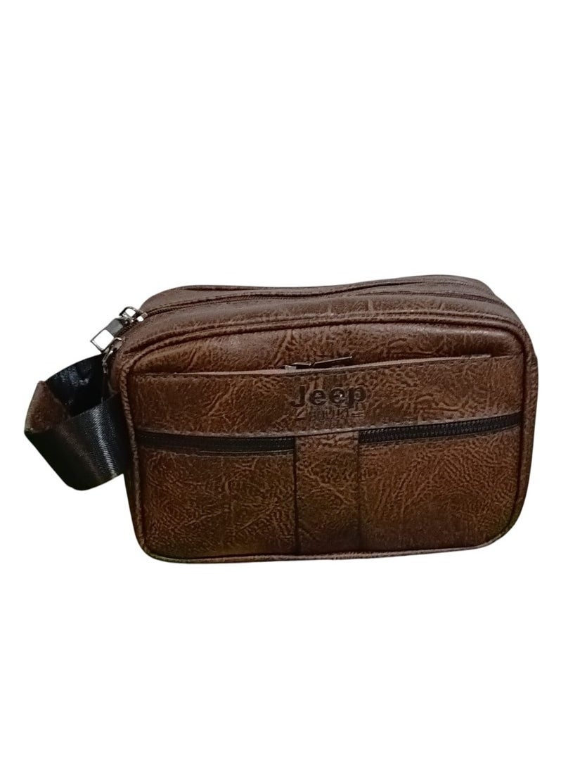 Jeep Buluo Multi-pocket handbag, high quality leather-brown 