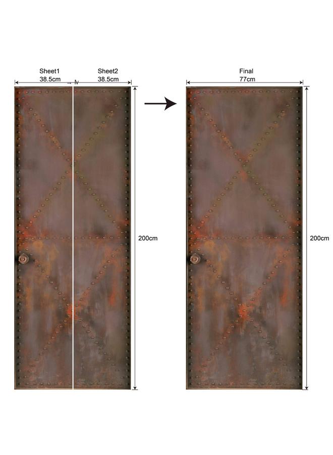الأزرق جي دبليو 77/90cm3D عالية محاكاة الباب سلسلة ملصقات الباب القابلة للإزالة ، ملصقات الحائط المقاومة للماء ، غرفة النوم ، ملصق PVC ، غرفة المعيشة - Image 1