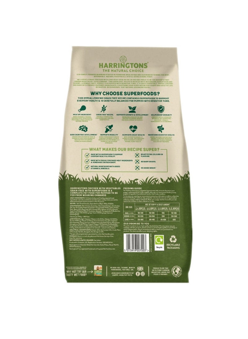 Harringtons Superfoods Chicken with Vegetables Puppy Dry Dog Food 10 KG - Image 2