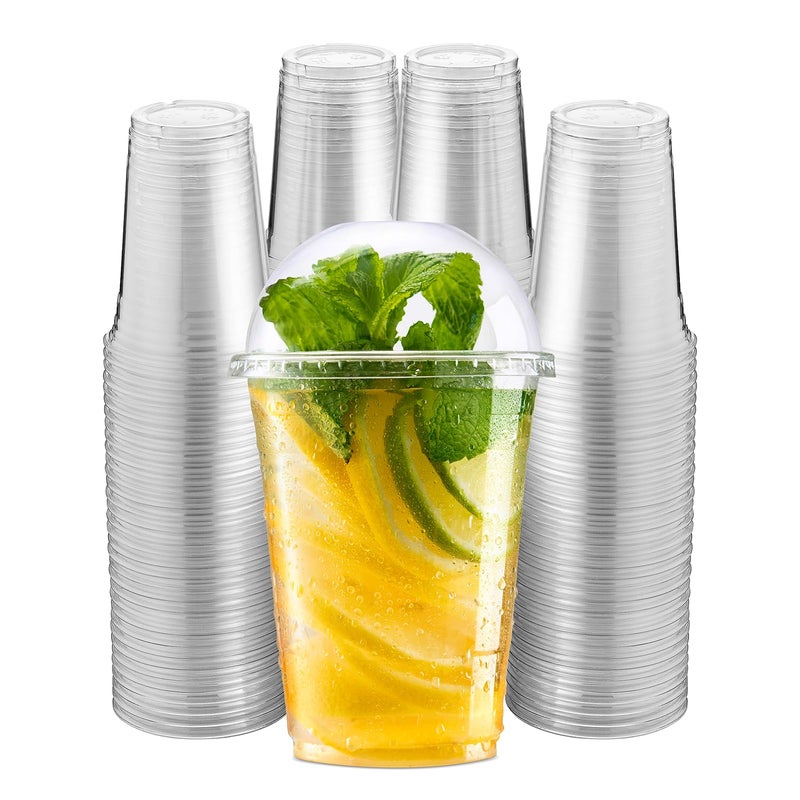 Green Direct 16 oz Clear Plastic Disposable Drinking Cups With Lids for Ice coffee Bubble Boba Tea Cold Drinks  Smoothie Pack of 100