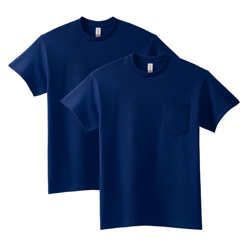 Gildan Adult Ultra Cotton TShirt with Pocket Style G2300 2Pack Navy XLarge - Image 2