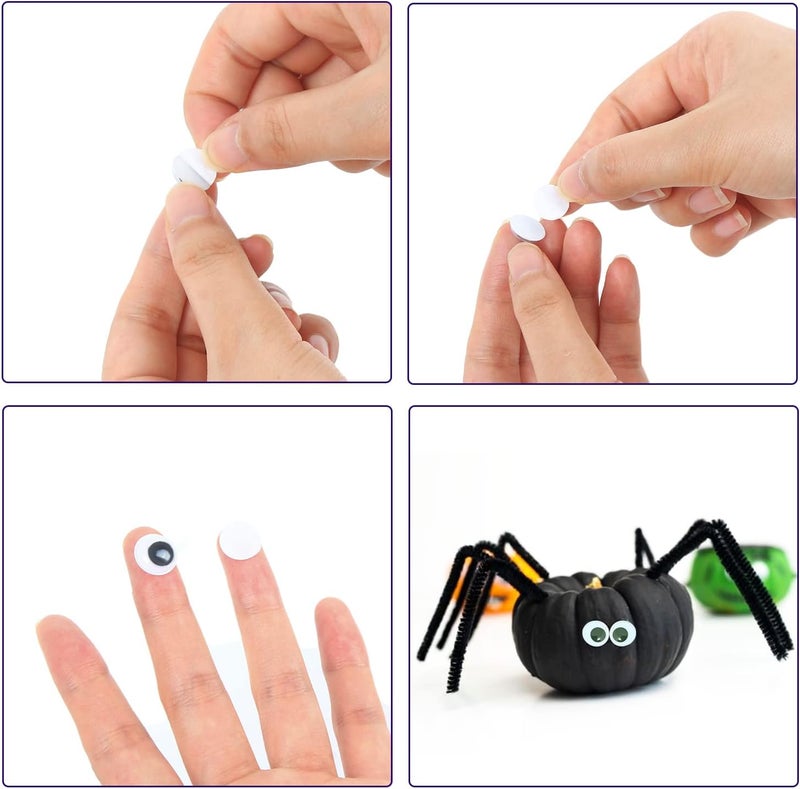 Decora 1000 Pieces 12mm Round Wiggle Googly Eyes with Self-Adhesive for Scrapbooking and Crafts - Image 2
