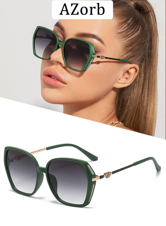 AZorb Sunglasses Women Unique Fashion Quare Design Sun Glassess for Womens High Quality Sun Glassess Gradient Ladies Sunglass UV400 Protection Eyewear Women's Eye Glasses for Travel Daily Shades Green - Image 1