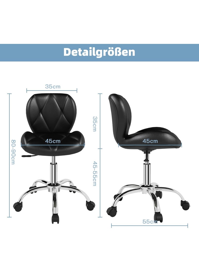 Ergonomic Swivel Office Chair - Modern Gas Lift Design - Perfect for Dressing Table & Makeup - 360° Rotation - Adjustable Height - Black - Image 2