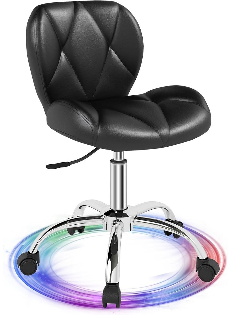 Ergonomic Swivel Office Chair - Modern Gas Lift Design - Perfect for Dressing Table & Makeup - 360° Rotation - Adjustable Height - Black - Image 1