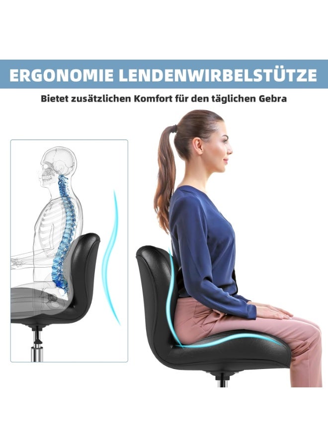 Ergonomic Swivel Office Chair - Modern Gas Lift Design - Perfect for Dressing Table & Makeup - 360° Rotation - Adjustable Height - Black - Image 4