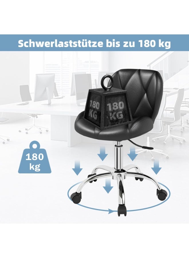 Ergonomic Swivel Office Chair - Modern Gas Lift Design - Perfect for Dressing Table & Makeup - 360° Rotation - Adjustable Height - Black - Image 5