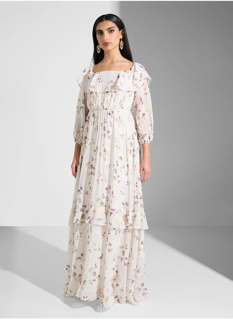 True Decadence Floral Ruffle Detailed Maxi Dress