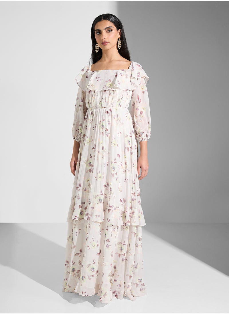 True Decadence - Floral Ruffle Detailed Maxi Dress - Image 1