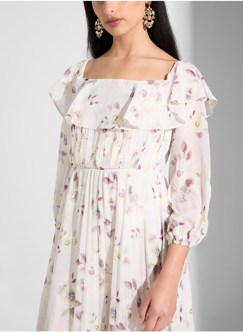 True Decadence - Floral Ruffle Detailed Maxi Dress - Image 1