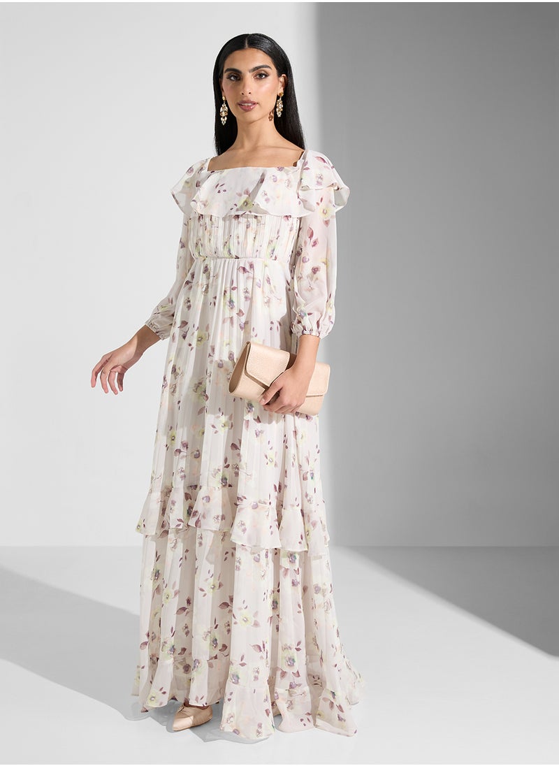 True Decadence - Floral Ruffle Detailed Maxi Dress - Image 1