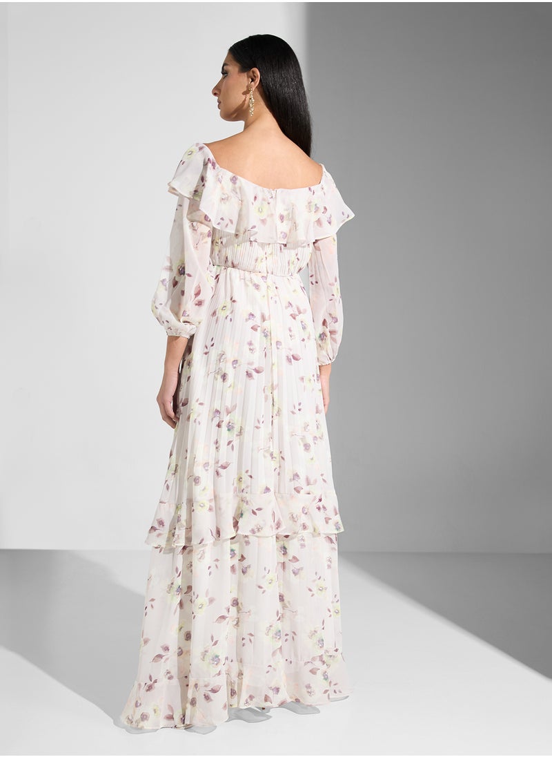 True Decadence - Floral Ruffle Detailed Maxi Dress - Image 1