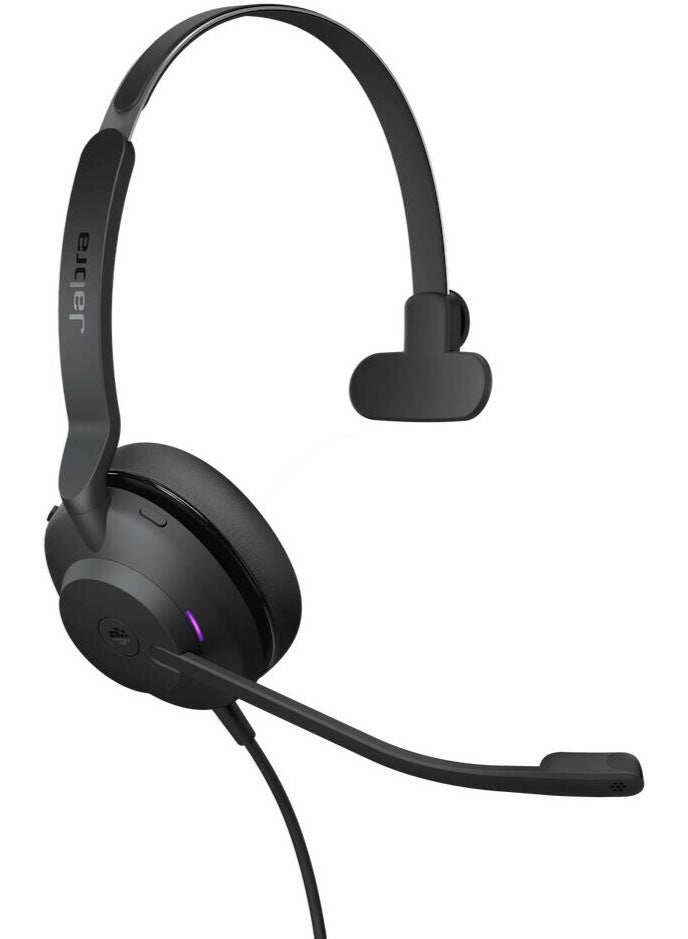 جابرا 1 mAh Evolve2 30 SE MS Mono Wired Headset, 28mm Speaker, Noise-Isolating Ear Cushions, Adjustable Headband, Boom Microphone, USB-A & USB-C Connectivity, Microsoft Teams Certified | 23189-899-779 Black - Image 1