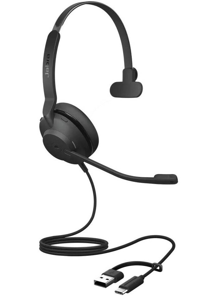 جابرا 1 mAh Evolve2 30 SE MS Mono Wired Headset, 28mm Speaker, Noise-Isolating Ear Cushions, Adjustable Headband, Boom Microphone, USB-A & USB-C Connectivity, Microsoft Teams Certified | 23189-899-779 Black - Image 3