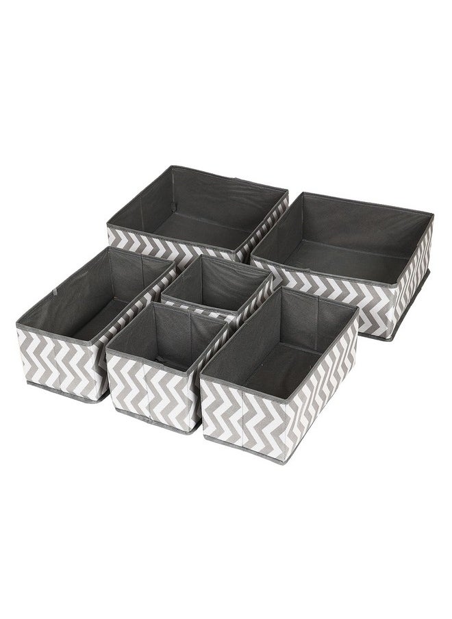 HOUSE OF QUIRK House of Quirk Foldable Cloth Storage Box Closet Dresser Drawer Organizer Cube Basket Bins Containers Divider with Drawers for clothes, Set of 6 (Wave, non-woven & cardboard)  - Image 4