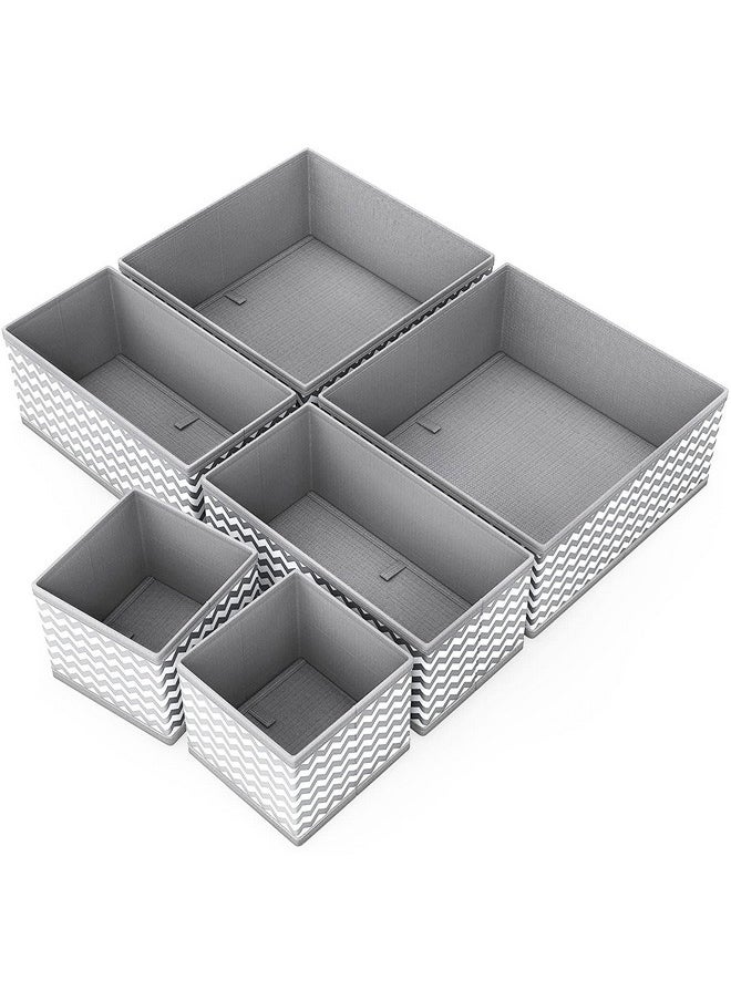 HOUSE OF QUIRK House of Quirk Foldable Cloth Storage Box Closet Dresser Drawer Organizer Cube Basket Bins Containers Divider with Drawers for clothes, Set of 6 (Wave, non-woven & cardboard)  - Image 3