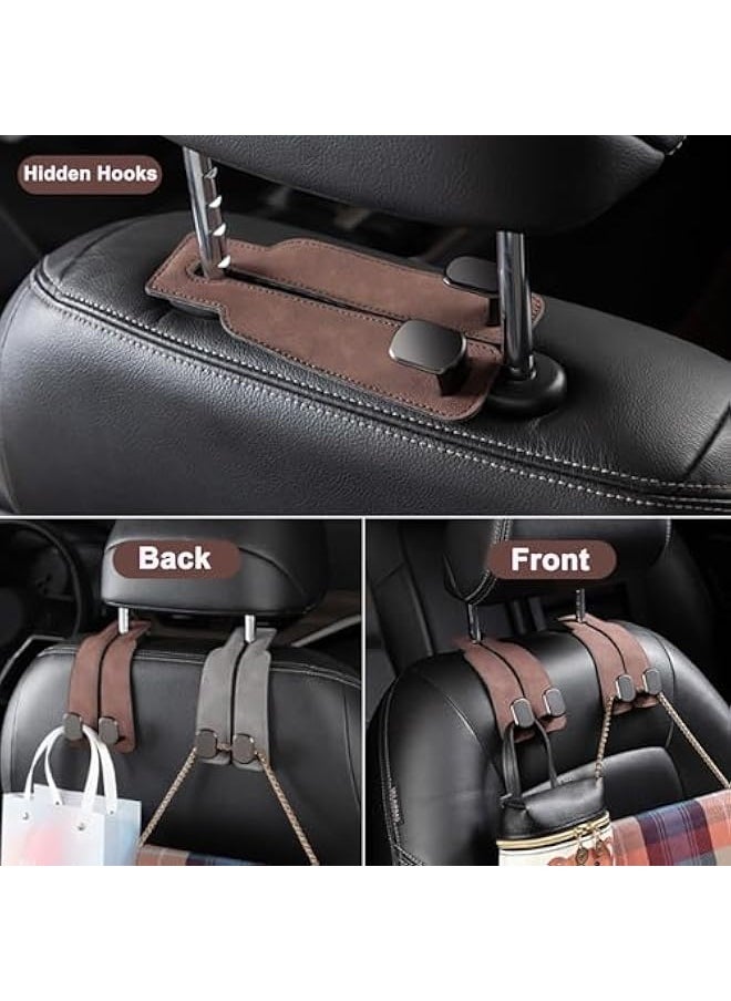 Starwell 2 Pack Car Seat Headrest Hook, Car Purse Hook Car Hooks for Purses and Bags, Car Seat Back Storage Hook Double Hook Holder Car Organization Accessories (Grey)  - Image 2