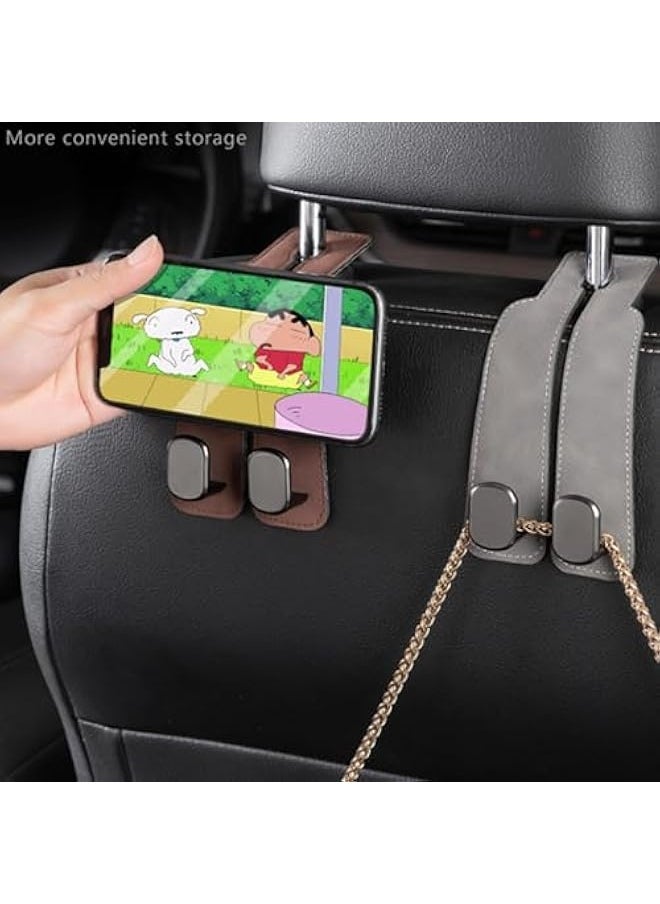 Starwell 2 Pack Car Seat Headrest Hook, Car Purse Hook Car Hooks for Purses and Bags, Car Seat Back Storage Hook Double Hook Holder Car Organization Accessories (Grey)  - Image 3