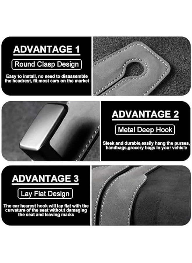 Starwell 2 Pack Car Seat Headrest Hook, Car Purse Hook Car Hooks for Purses and Bags, Car Seat Back Storage Hook Double Hook Holder Car Organization Accessories (Grey)  - Image 4