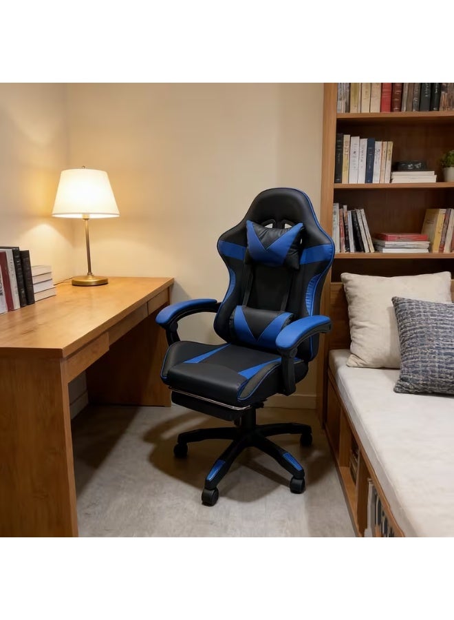 rayze Ergonomic gaming chair, computer chair, height adjustable, PU leather, high backrest, lumbar support, 360° rotation, adjustable tilt angle, ideal for office work or gaming (blue). - Image 2