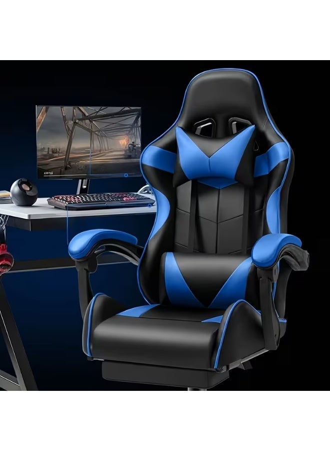 rayze Ergonomic gaming chair, computer chair, height adjustable, PU leather, high backrest, lumbar support, 360° rotation, adjustable tilt angle, ideal for office work or gaming (blue). - Image 5