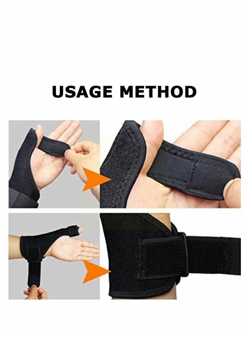 Generic Sports Thumb Brace Protector, Fits Men and Women Left and Right Hand, Splint Support Wrap, Wrist Stabilizer for Carpal Tunnel, Sprains, and Trigger Pain Relief (Black, 1 Pair)  - Image 3