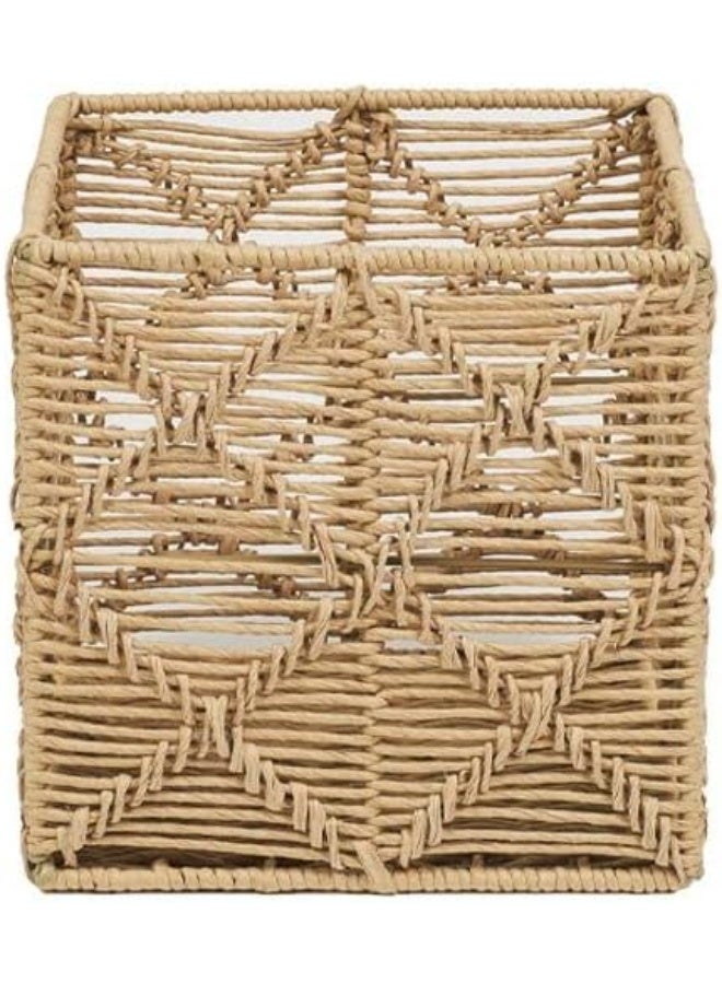 Homesmiths Small Square Paper Rope Basket Natural L25 x W25 x H25 cm - Image 3
