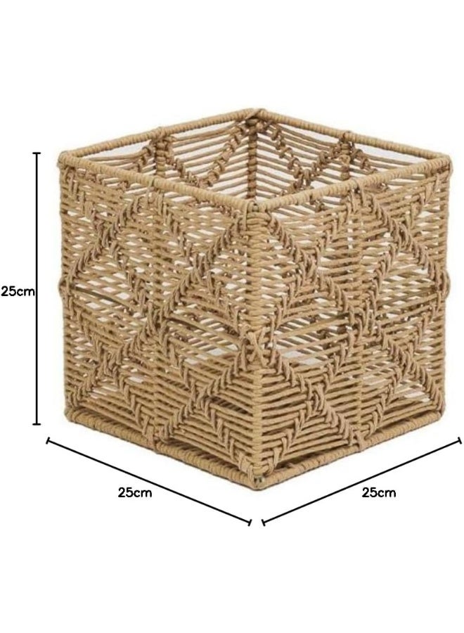 Homesmiths Small Square Paper Rope Basket Natural L25 x W25 x H25 cm - Image 5