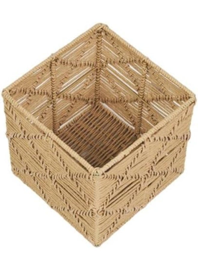 Homesmiths Small Square Paper Rope Basket Natural L25 x W25 x H25 cm - Image 2