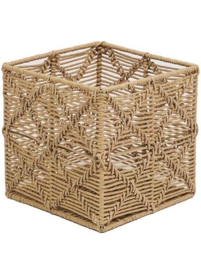 Homesmiths Small Square Paper Rope Basket Natural L25 x W25 x H25 cm - Image 1