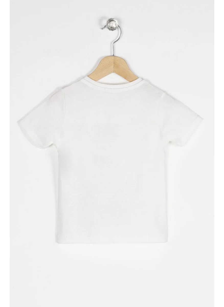 WEWE Crew Neck Short Sleeve Wild And Car Printed White Color Boy T-shirt