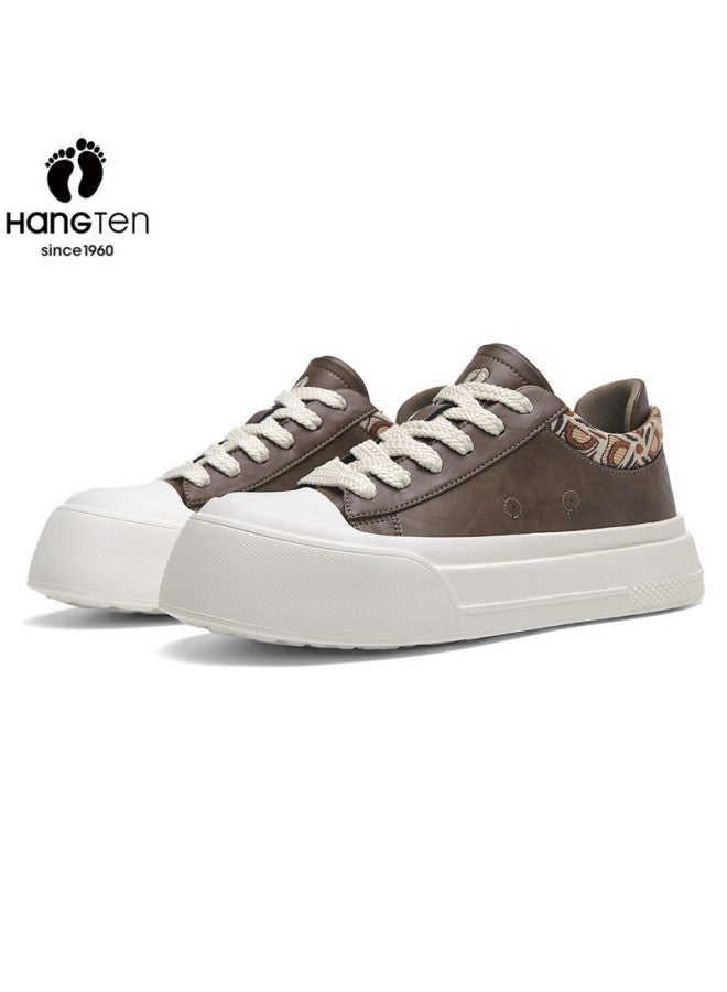 Hang Ten Men's Classic Sneakers Spring New Lightweight Casual Shoes Fashion Sports Shoes Thick Sole Durable Brown Size 43 - Image 5