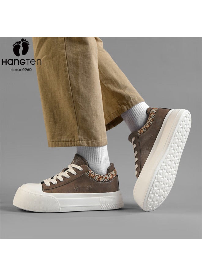 Hang Ten Men's Classic Sneakers Spring New Lightweight Casual Shoes Fashion Sports Shoes Thick Sole Durable Brown Size 43 - Image 2
