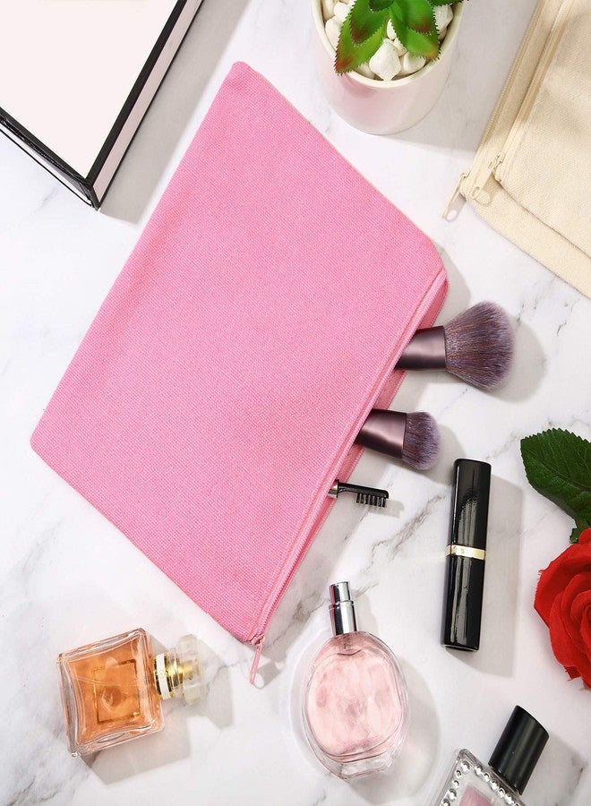 ميكو مجموعة من 16 حقيبة قماشية فارغة لمستحضرات التجميل، حقائب مكياج متعددة الأغراض بسحاب، حقائب أدوات تجميل للسفر، حقائب أقلام رصاص، حقائب حرف يدوية سادة (كبيرة، بيج ووردي) - Image 5