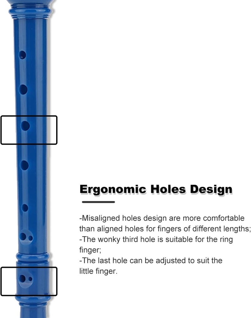 ENGIEGEE SJOYS 8-Hole Soprano Descant Recorder with Cleaning Rod and Case Bag for School Student Home Entertainment, Blue - Image 5