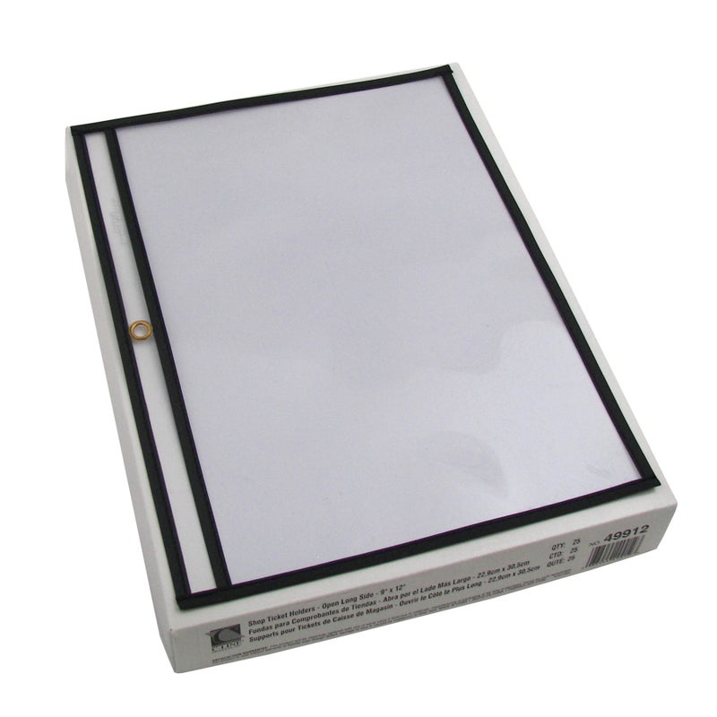 C-Line Stitched Shop Ticket Holders, Both Sides Clear, Open Long Side, 12 x 9 Inches, 25 per Box (49912) - Image 2