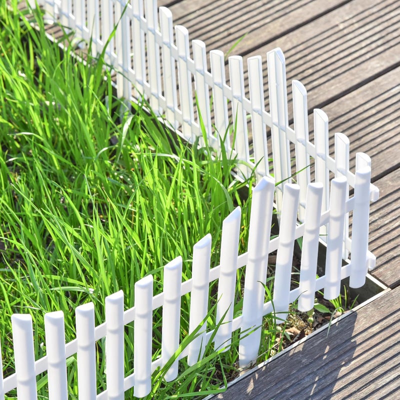 Sungmor Lightweight & Flexible Plastic White Edging Garden Picket Fence, Pack of 4 (One Piece L:24in, W:0.3in, H:13in) Above Ground Height 9.5in, Decorative Landscape Lawn Flowerbed Border Path Panel - Image 5
