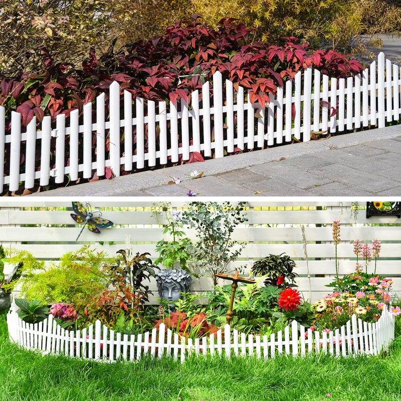 Sungmor Lightweight & Flexible Plastic White Edging Garden Picket Fence, Pack of 4 (One Piece L:24in, W:0.3in, H:13in) Above Ground Height 9.5in, Decorative Landscape Lawn Flowerbed Border Path Panel - Image 3