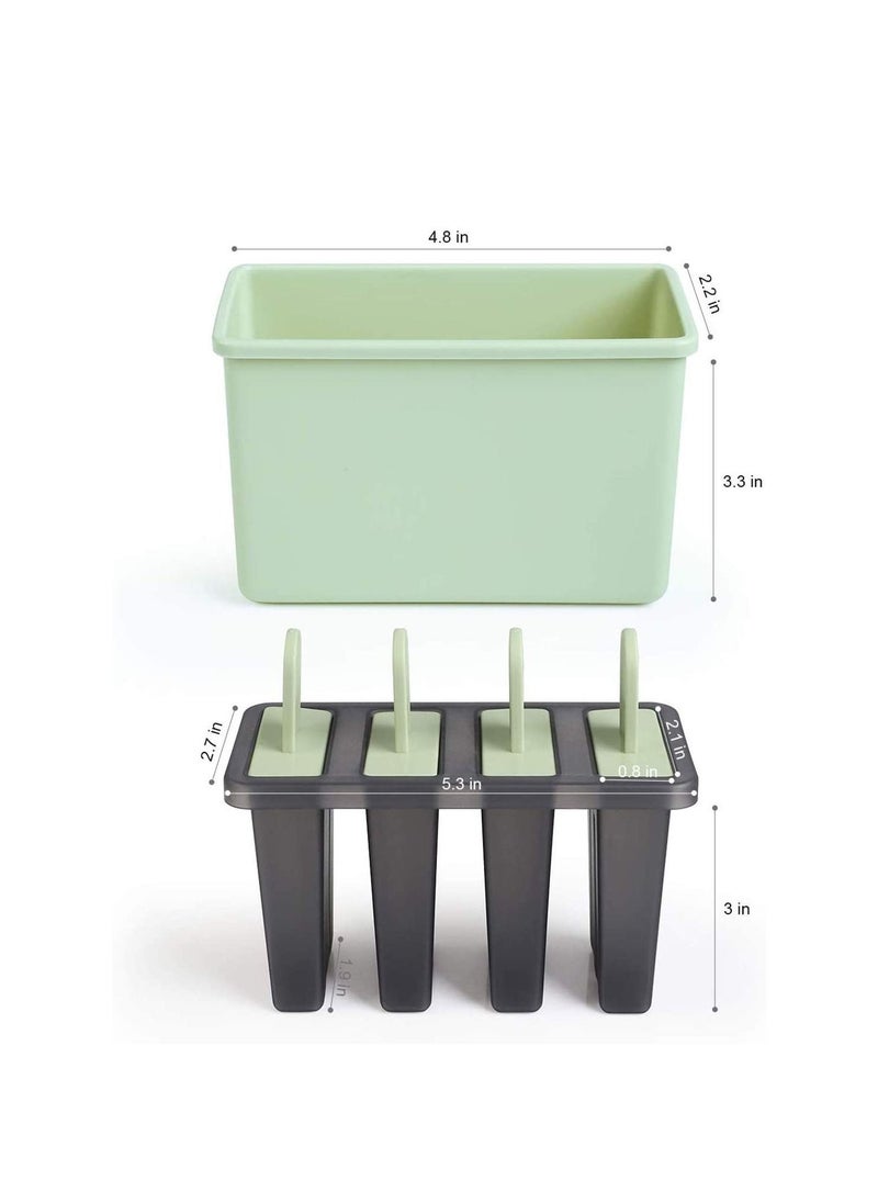 Y&D - Popsicle Molds Sets 8 Ice Pop Makers Reusable Cream Mold Dishwasher Safe Durable DIY Popsicles Tray Holders with Silicone Funnel Cleaning Brush Kitchen Supplies Beige and Green - Image 1