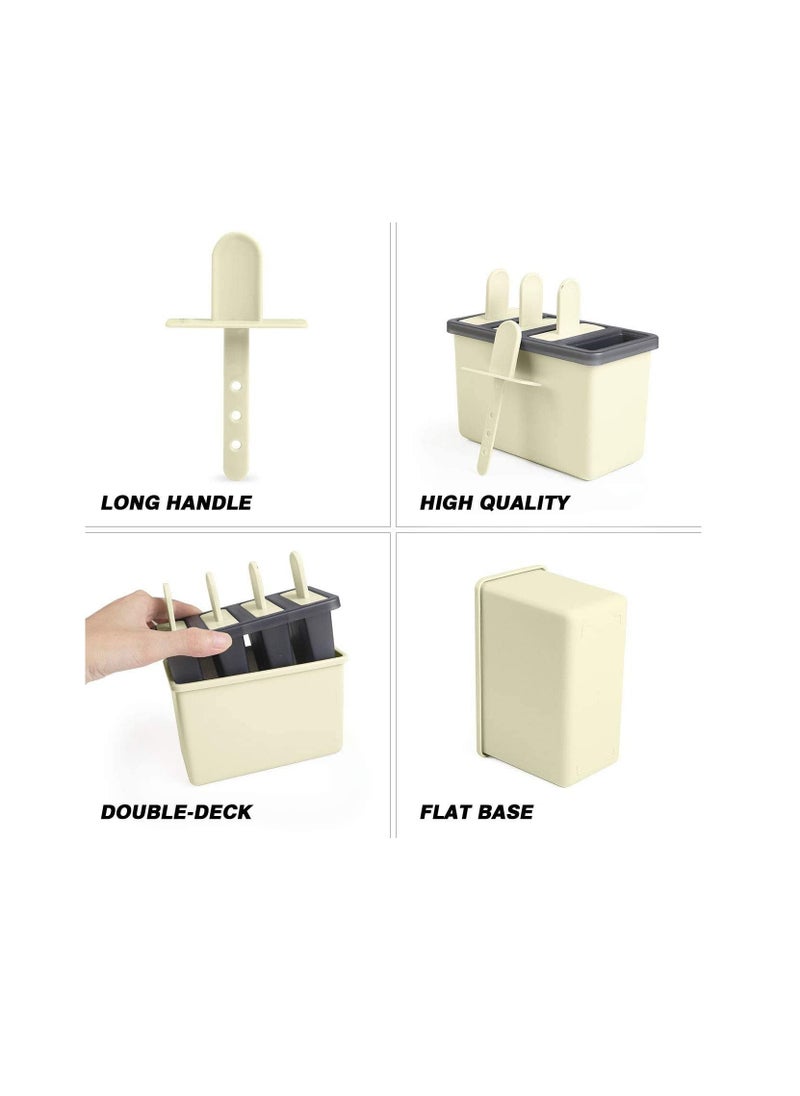 Y&D - Popsicle Molds Sets 8 Ice Pop Makers Reusable Cream Mold Dishwasher Safe Durable DIY Popsicles Tray Holders with Silicone Funnel Cleaning Brush Kitchen Supplies Beige and Green - Image 1
