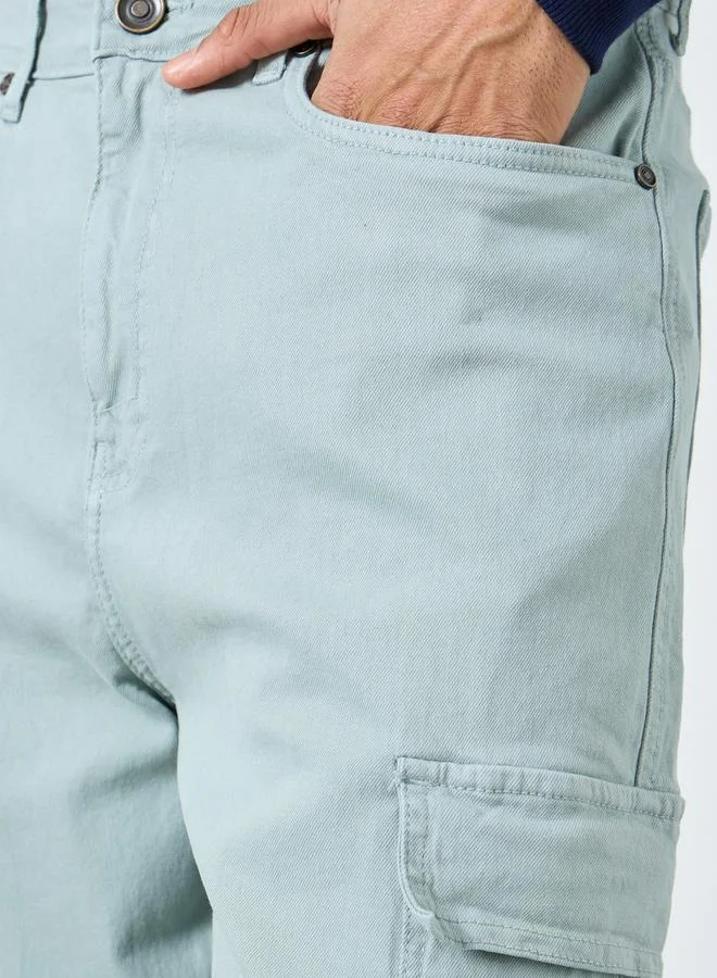 Styli Monochrome Loose Fit Utility Cargo Jeans for Men | Best Price UAE