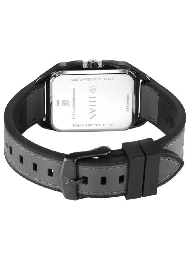تيتان ساعة يد جلدية مستطيلة للرجال - Image 3