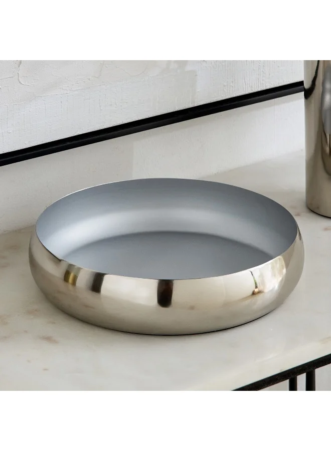 Home Box Souri Metal Round Tray - 28x28x6 cm