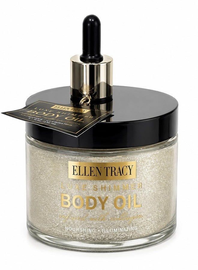 Ellen Tracy Luxe Shimmer Body Oil Infused with Collagen – Nourishing Illuminating Body Glow