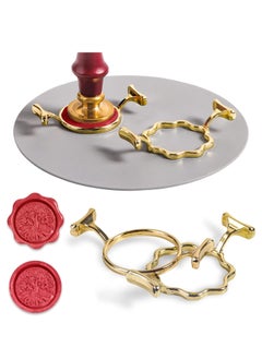 Wax Seal Kit for 1 Inch Wax Seal Stamp, 2 Metal Wax Seal Molds with Round Flower Shape, Silicone Waxing Mat, Sealing Wax Kit for Gift Wrapping Wedding Invitations Envelopes Cards Wine Packaging