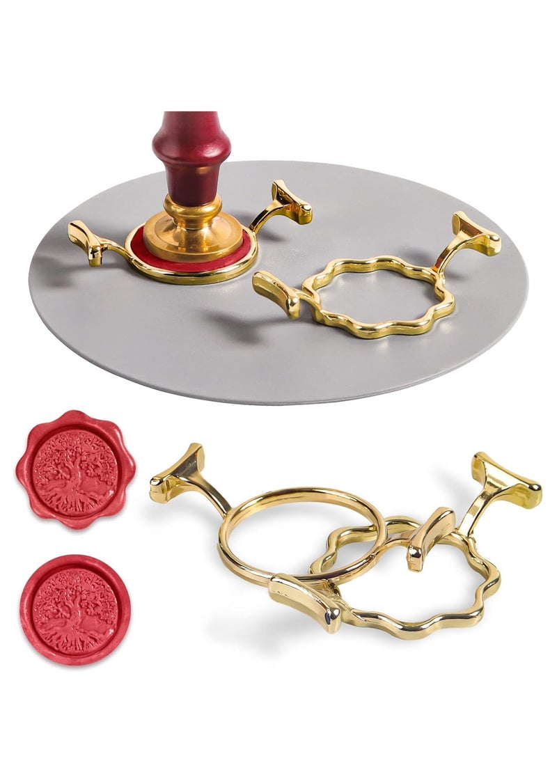 Bukela - Wax Seal Kit for 1 Inch Wax Seal Stamp, 2 Metal Wax Seal Molds with Round Flower Shape, Silicone Waxing Mat, Sealing Wax Kit for Gift Wrapping Wedding Invitations Envelopes Cards Wine Packaging - Image 1