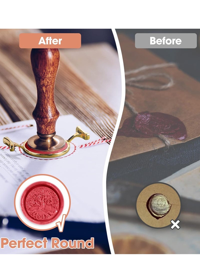 Bukela - Wax Seal Kit for 1 Inch Wax Seal Stamp, 2 Metal Wax Seal Molds with Round Flower Shape, Silicone Waxing Mat, Sealing Wax Kit for Gift Wrapping Wedding Invitations Envelopes Cards Wine Packaging - Image 1