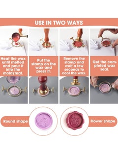 Bukela Wax Seal Kit for 1 Inch Wax Seal Stamp, 2 Metal Wax Seal Molds with Round Flower Shape, Silicone Waxing Mat, Sealing Wax Kit for Gift Wrapping Wedding Invitations Envelopes Cards Wine Packaging  - Image 4