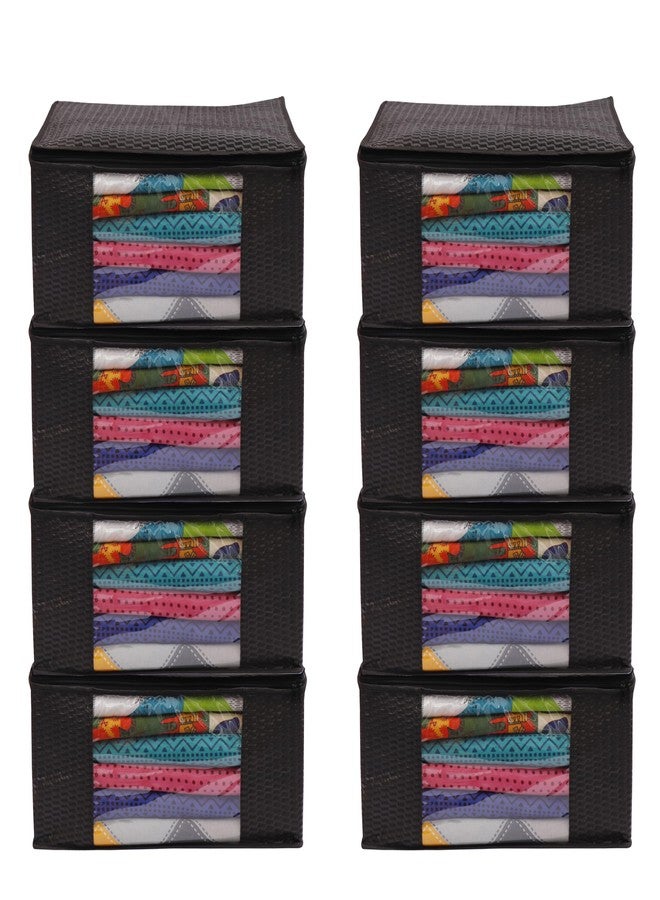 Shaping Fabric Garment Cover Non-Woven 90 GSM with Transparent Window & Double Metal Zipper - Pack of 8 | Dustproof Clothes Storage Bag for Sarees, Suits, Jackets, Shirts SCSDRL1682493517524148524454 - Image 1